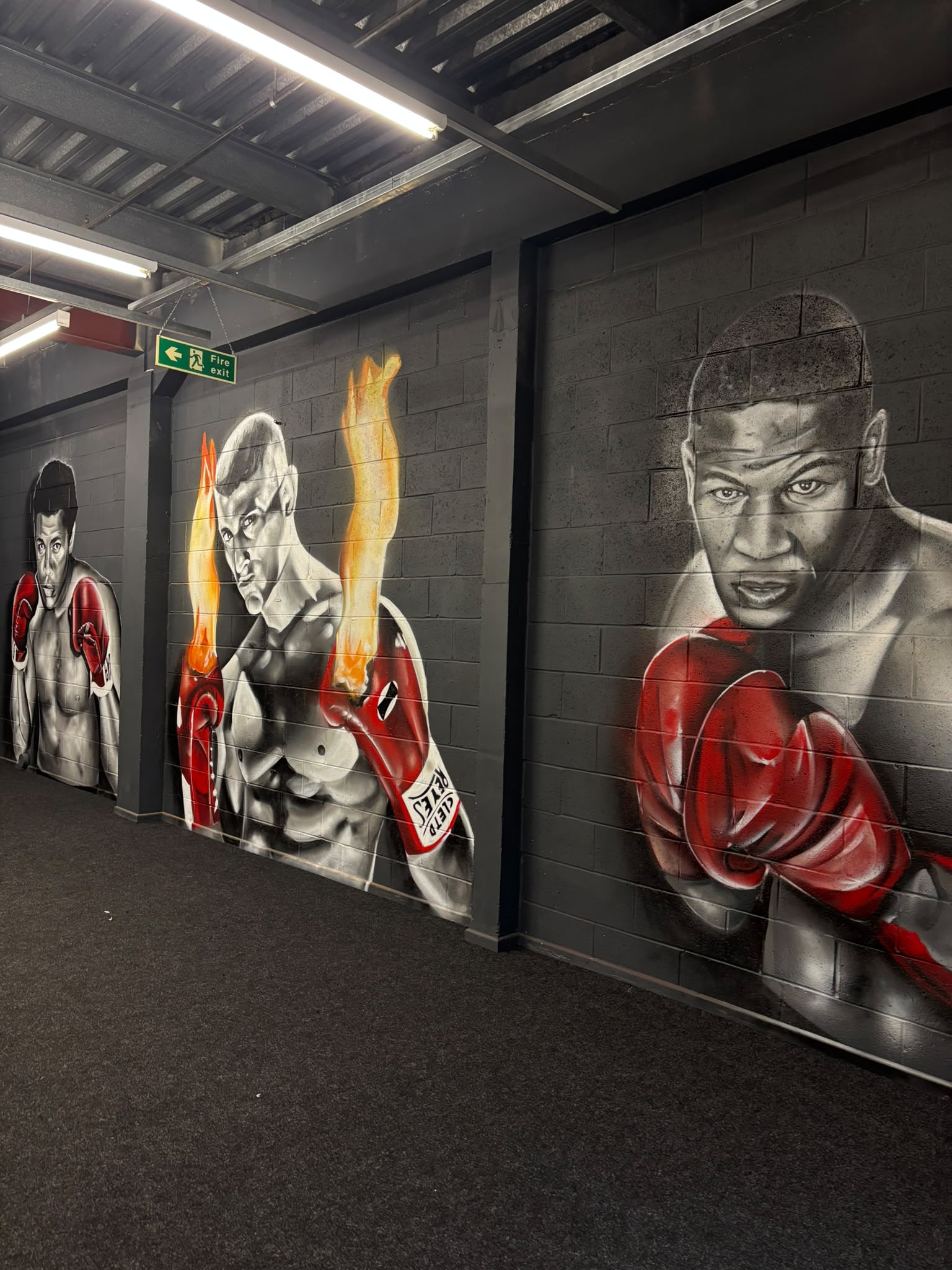 Boxing champion mural inside the academy