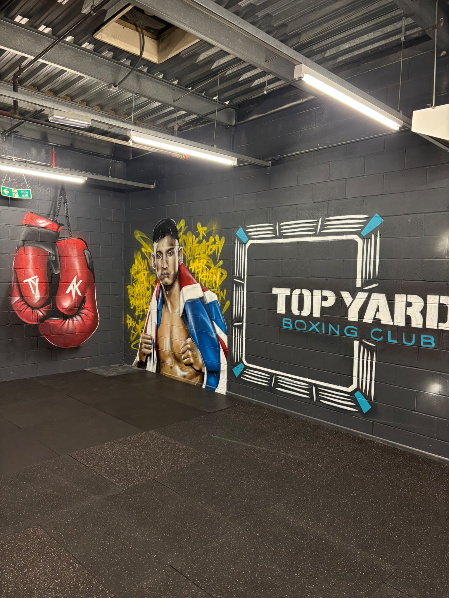 Top Yard and Amir Khan mural on the training floor